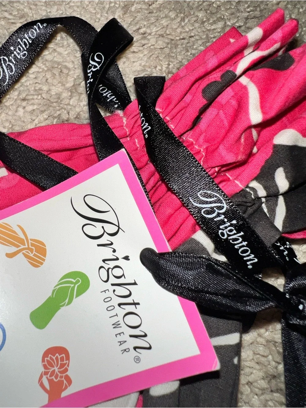 Brighton Flip Flop Bag Pink Black and White Floral NEW